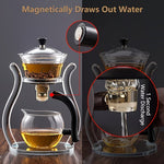 Borosilicate glass Gongfu tea set with lazy style teapot and suction brewing system, designed for premium tea preparation by TEMU.