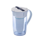 Herbalistas ZeroWater 2.4L round water filter jug with transparent body and blue lid, designed for clean, filtered drinking water.
