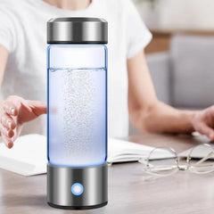 Upgraded Hydrogen Water Bottle with Ionic Filter - Stainless Steel & Glass, USB Rechargeable 1000mAh Battery-Powered, Quick Purification in 3 Minutes.