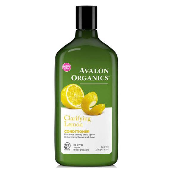 Herbalistas Avalon Organics clarifying lemon conditioner bottle showing label and product details.