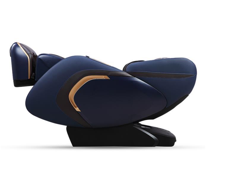 VIKING FITNESS A-632 massage chair in blue and black with padded armrests and reclining features, designed for relaxation.