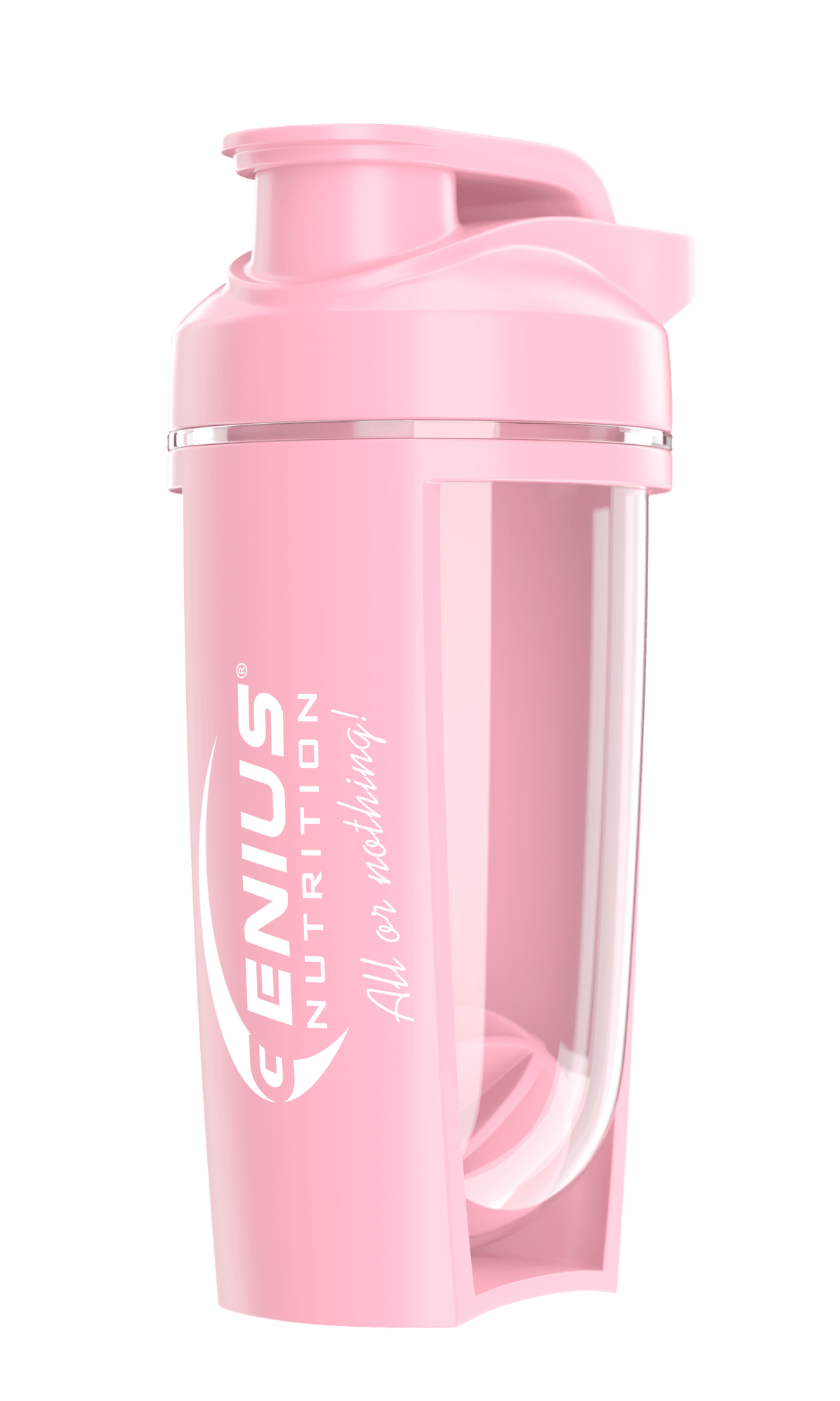 Pink G-Shaker 500ML by Genius Nutrition with a sleek design, ideal for mixing protein shakes and supplements.