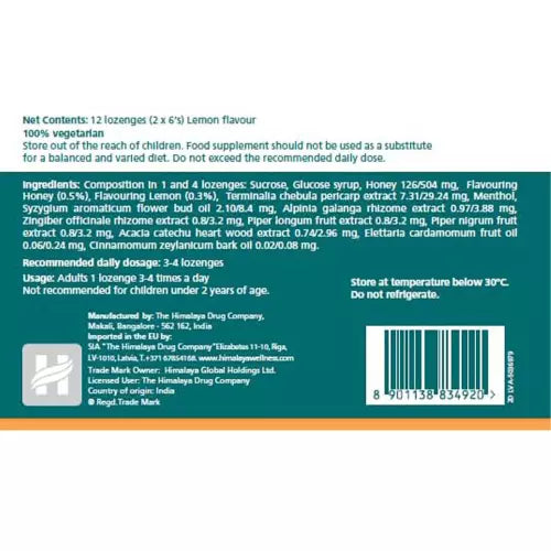 Himalaya Koflet-H Lemon 12 Honey Lozenges | Lemon Flavour