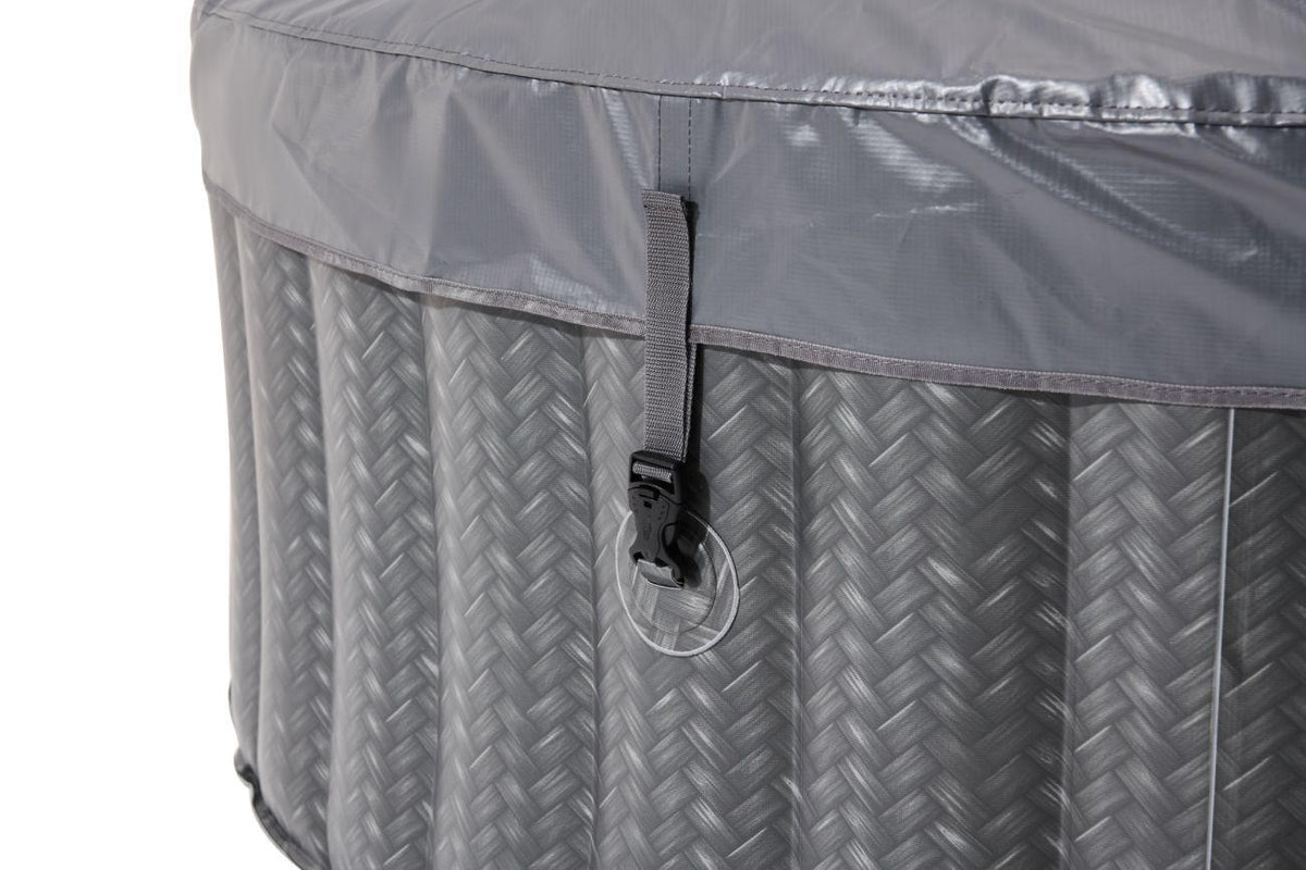 VIKING FITNESS MSpa Ottoman Comfort Series round hot tub with bubble jets, seats for 4+2 persons, outdoor spa relaxation.