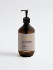 Selfnamed Patchouli & Amber Vanilla Hand and Body Wash bottle with a sleek design and natural ingredients.