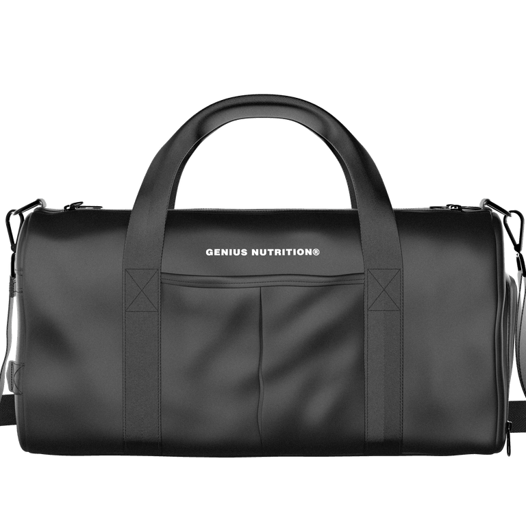 Black Genius Nutrition BAG SPORT GN bag, a durable sports bag with sleek design and spacious interior, ideal for gym and travel use.