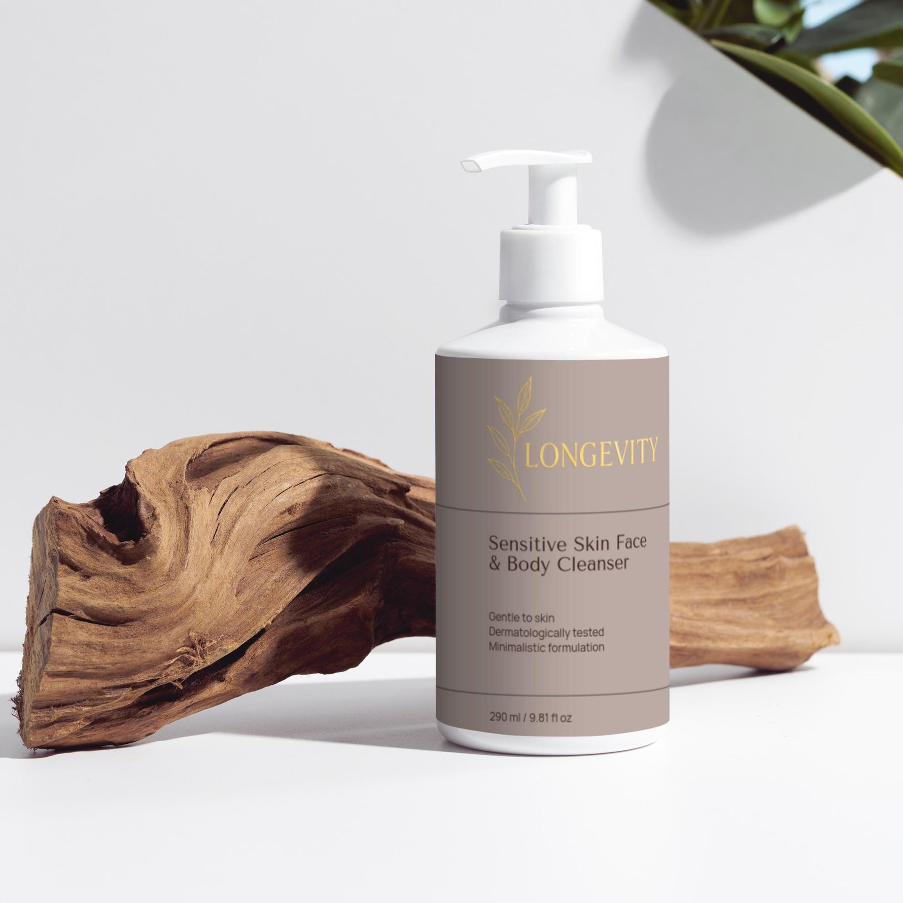 SELNAMED Longevity Sensitive Skin Face & Body Cleanser in 290ml bottle, gentle skincare product for face and body.