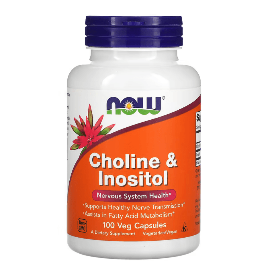 MKSTAVRINOS NOW Foods Choline & Inositol supplement, 100 veggie capsules, dietary supplement for brain and liver health