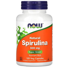 NOW Foods, Natural Spirulina, 500 mg, 120 Capsules - GREEN LIFE CYPRUS