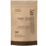 Kakau Worship Pure Temptation Mix chocolate, 150g, showcasing a rich, smooth chocolate blend in its packaging.