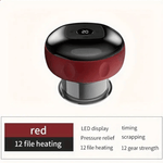 TEMU vacuum cupping massager accessory with electric heating, showing a portable device with suction cups and control buttons.