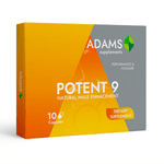 Adams Supplements Potent9 dietary supplement bottle with 10 capsules, natural health product for immune support and wellness.