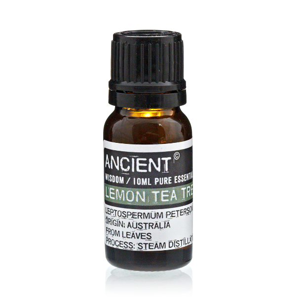 AW Gifts Lemon Tea Tree Essential Oil bottle for skin care, showing the 10ml size and product label on a white background.