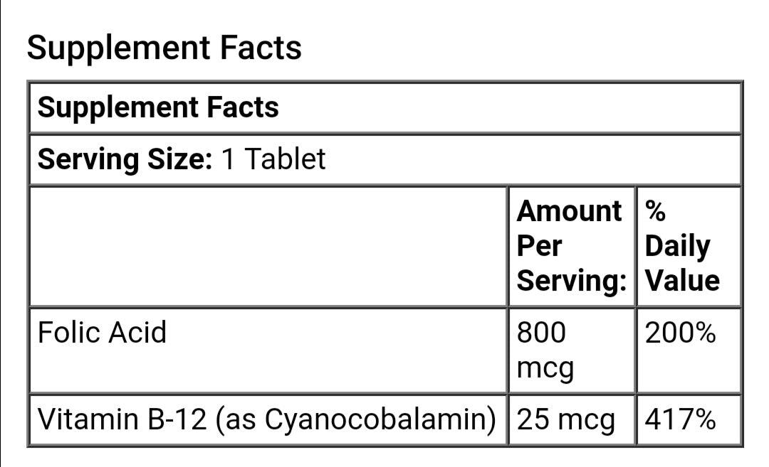 MKSTAVRINOS NOW Foods folic acid supplement, 800 mcg, 250 tablets, close-up of the supplement bottle and label.