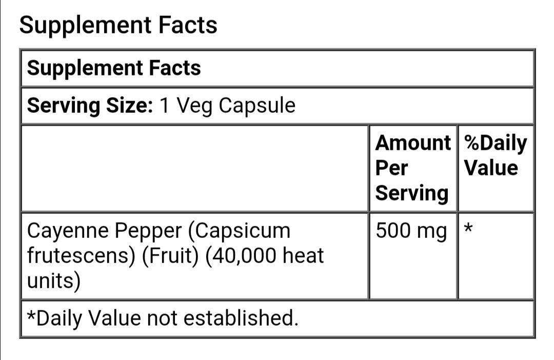 NOW Foods Cayenne 500mg supplement capsules in a bottle, used for boosting metabolism and circulation.