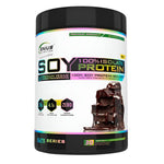 Genius Nutrition soy protein isolate powder in a 900g container, highlighting the protein powder product for muscle recovery and fitness.