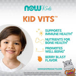 Now Foods Kid Vits Berry Lemonade chewable supplement in a colorful bottle, designed for children's nutritional support.