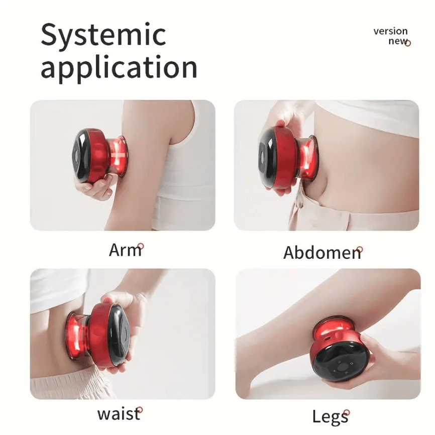 TEMU vacuum cupping massager accessory with electric heating, showcasing its ergonomic design and adjustable suction cups.