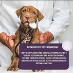 IMBY Hip & Joint dog supplement bottle with label, featuring health benefits for canine hips and joints.