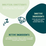 IMBY calming dog product, showing packaging with calming ingredients and a dog relaxing, designed to soothe pets naturally.