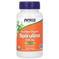NOW Foods, Certified Organic Spirulina, 3,000 mg, 100 Tablets (500 mg per Tablet)