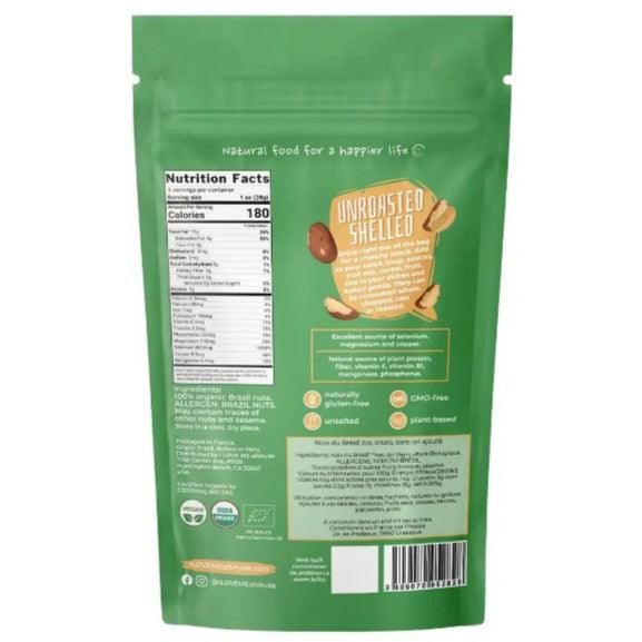 Organic raw Brazil nuts from ILOVE ME superfood brand, shown in a 150g package on a white background.