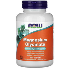 NOW Foods, Magnesium Glycinate, 200 mg, 180 Tablets (100 mg per Tablet)