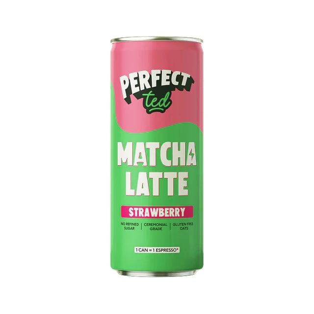 Herbalistas PerfecTed Strawberry Oat Matcha Latte in 250ml bottle, featuring vibrant strawberry and green matcha flavors.