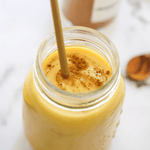 Vegan recipe book cover showing "The High Protein Golden Glow Smoothie" with vibrant smoothie images from Green Life Books