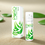 Puro Aloe Vera Care serum 30ml in a clear glass bottle with a white pump dispenser, labeled with aloe vera graphics.