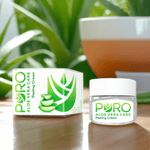 Puro Aloe Vera Peeling Cream 50ml jar showing the creamy texture and aloe vera ingredients for skin exfoliation and care.