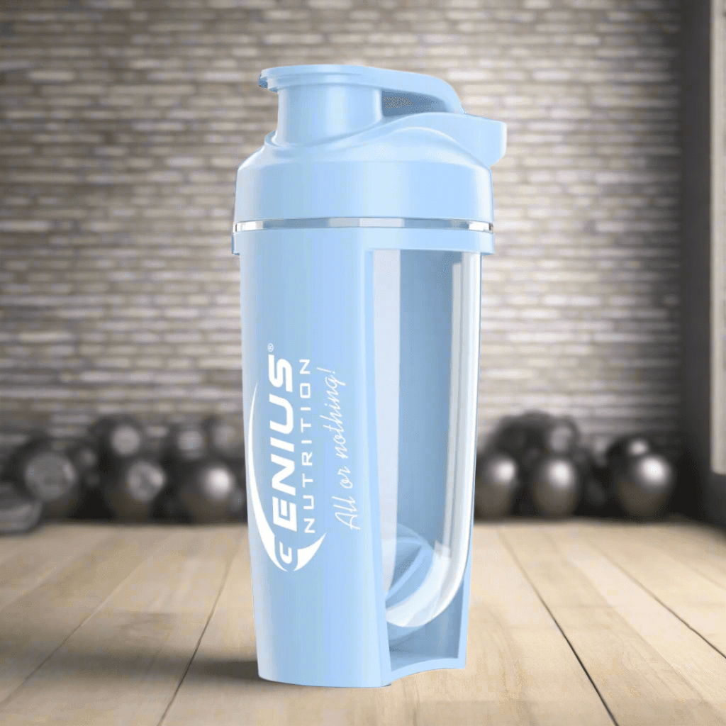 Genius Nutrition G-SHAKER 500ML protein shaker bottle with a secure lid and mixing ball for smooth beverage blending