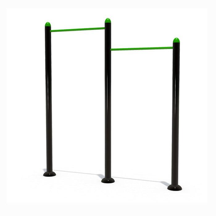 Viking Fitness uneven bars for strength training and gymnastics, featuring sturdy metal construction and adjustable height.