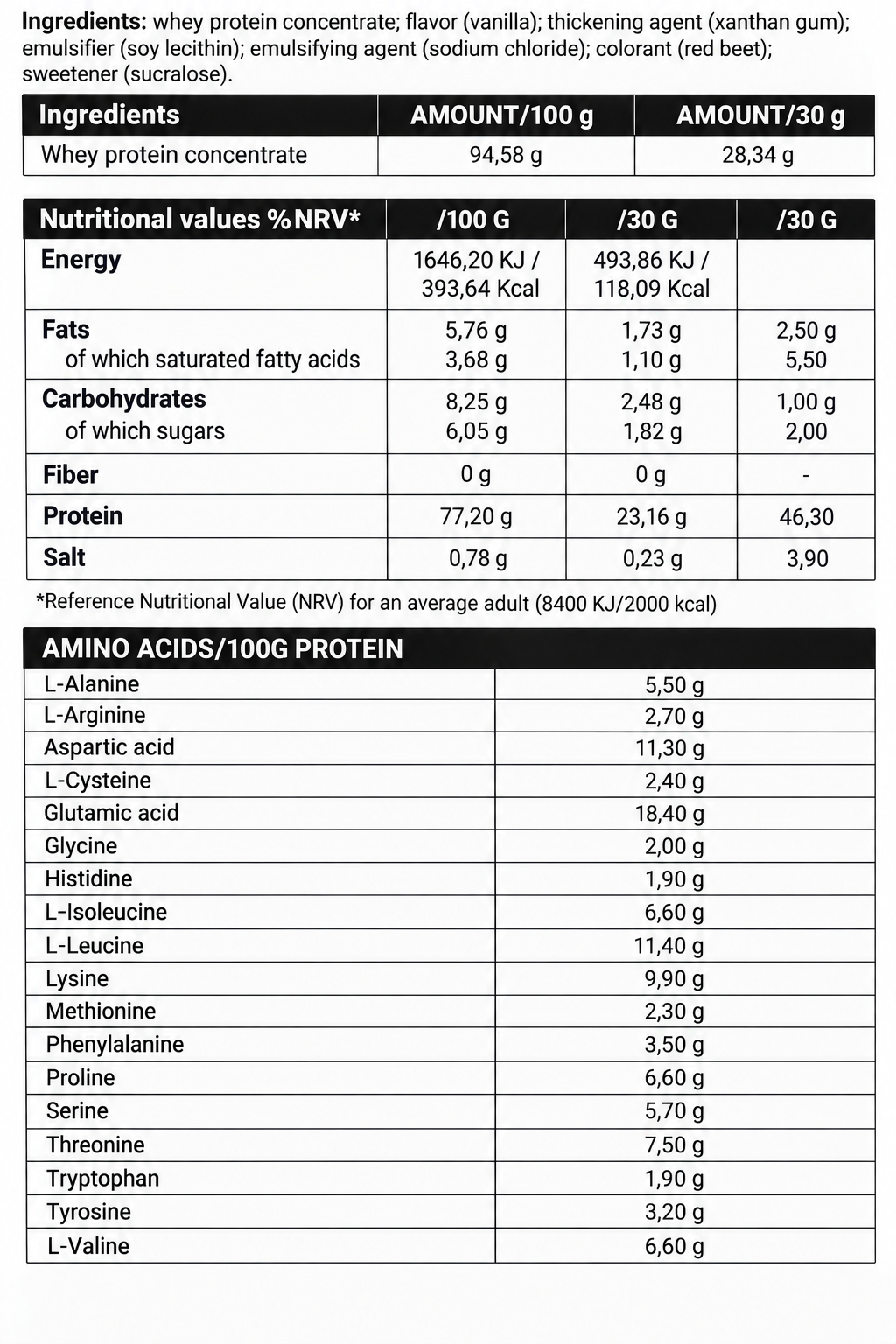 ADAMS SUPPLEMENTS Vanilla Whey Concentrate Protein powder, 908 g tub, 30 servings