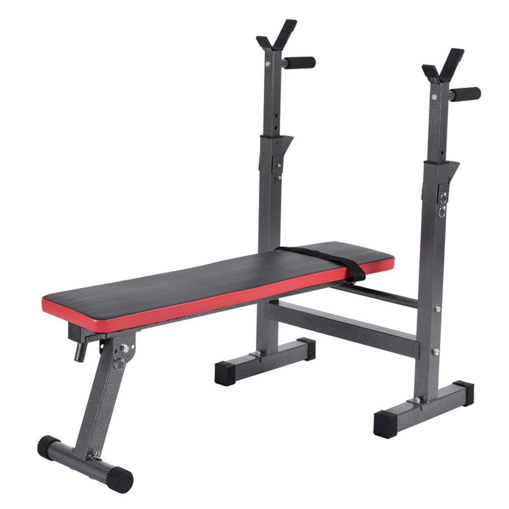 Viking Fitness Viking 757 foldable bench for strength training, shown in a workout setting with adjustable features.