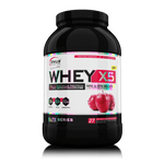 Genius Nutrition WHEY-X5 protein powder with baked apple flavor in 900g container, showing the product packaging.