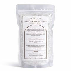 Lavender aromatherapy Epsom bath salts in a jar, designed for relaxation and better sleep, by AW GIFTS.