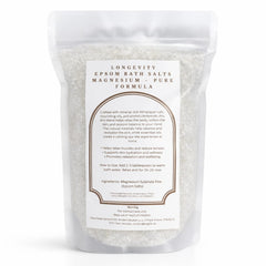 Epsom bath salt by AW GIFTS, pure magnesium formula in a jar, shown in a close-up with textured salt crystals.