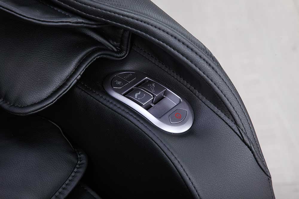 VIKING FITNESS A-310 massage chair in brown with detailed view of the sleek, cushioned seating and control panel.