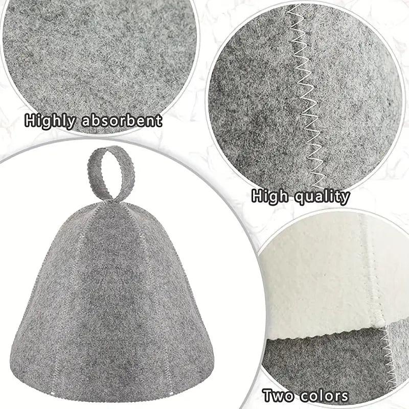 TEMU sauna hat, a cozy accessory in soft fabric, designed to protect hair and keep heat in during sauna sessions.
