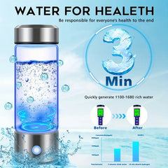 Upgraded Hydrogen Water Bottle with Ionic Filter - Stainless Steel & Glass, USB Rechargeable 1000mAh Battery-Powered, Quick Purification in 3 Minutes.