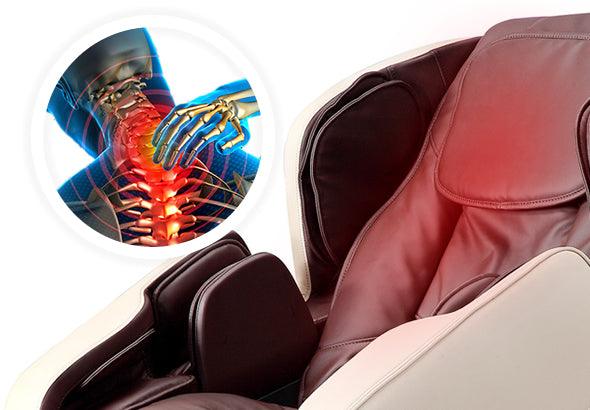 VIKING FITNESS A-310 massage chair in brown with back heating feature, showing the chair's plush backrest and heating pads.