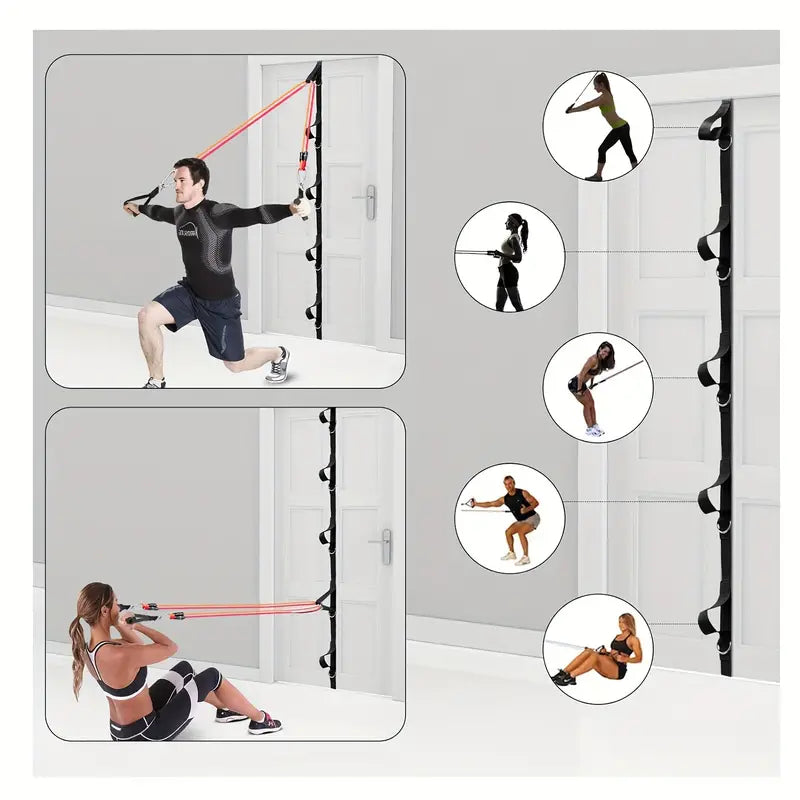 Space-Saving Resistance Band Door Anchor - Durable Nylon, Multi-Point Safety for Home Gym Workouts, Yoga & Strength Training