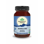 Organic India Bio Bowelcare capsules in a bottle, herbal supplement for digestion, by Herbalistas.