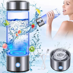 Upgraded Hydrogen Water Bottle with Ionic Filter - Stainless Steel & Glass, USB Rechargeable 1000mAh Battery-Powered, Quick Purification in 3 Minutes.