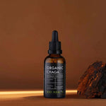 Kiki Health Organic Chaga Extract Tincture bottle from Herbalistas, 50ml supplement with a dark liquid inside a glass bottle.
