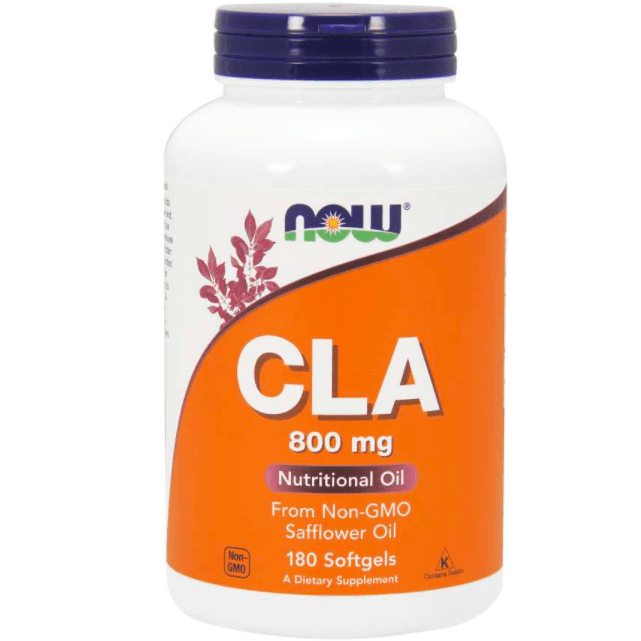 Now Foods CLA 800 mg softgels supplement bottle with 90 capsules, designed to support fat metabolism and overall health.