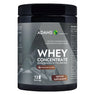 Adams Supplements whey concentrate protein powder in 360g container, chocolate flavor, with a scoop and label on the packaging.
