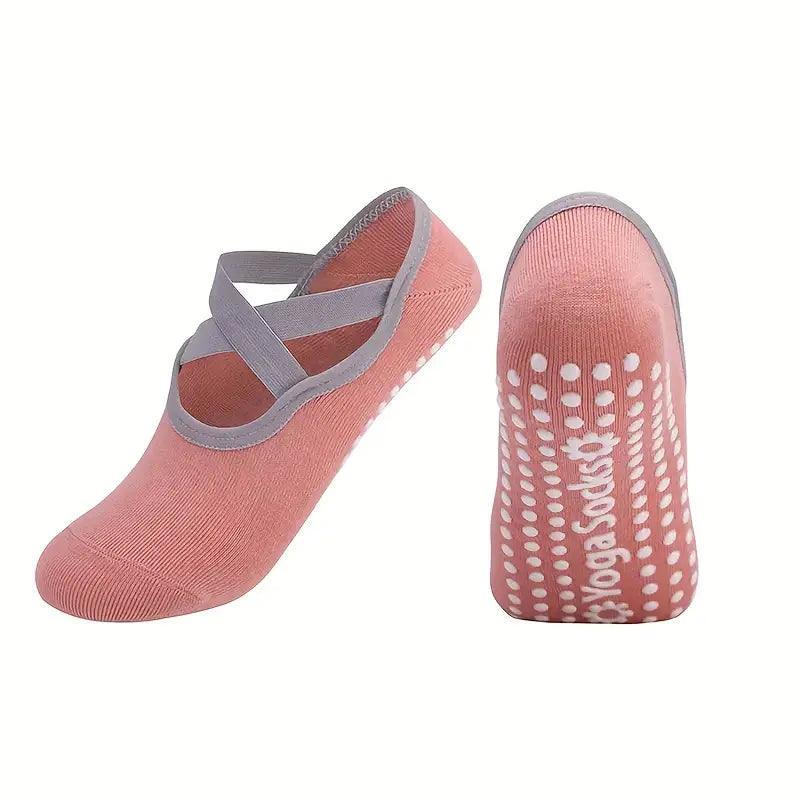 Women's yoga socks accessory by TEMU, shown in a close-up image highlighting comfortable, non-slip grip and soft fabric material.