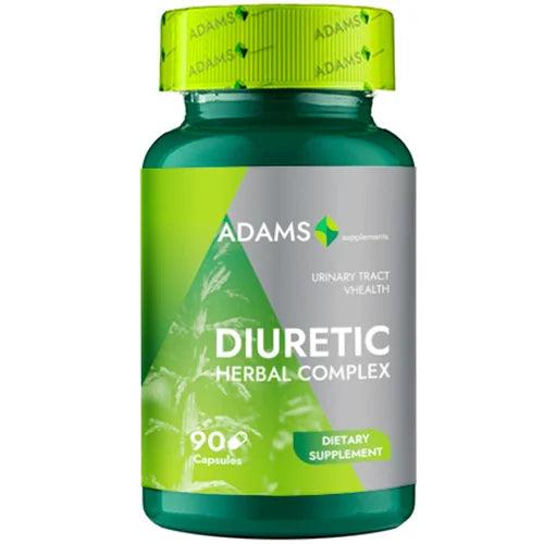 Adams Supplements Diuretic Herbal Complex supplement bottle with 90 capsules, featuring herbal ingredients for natural diuretic support.